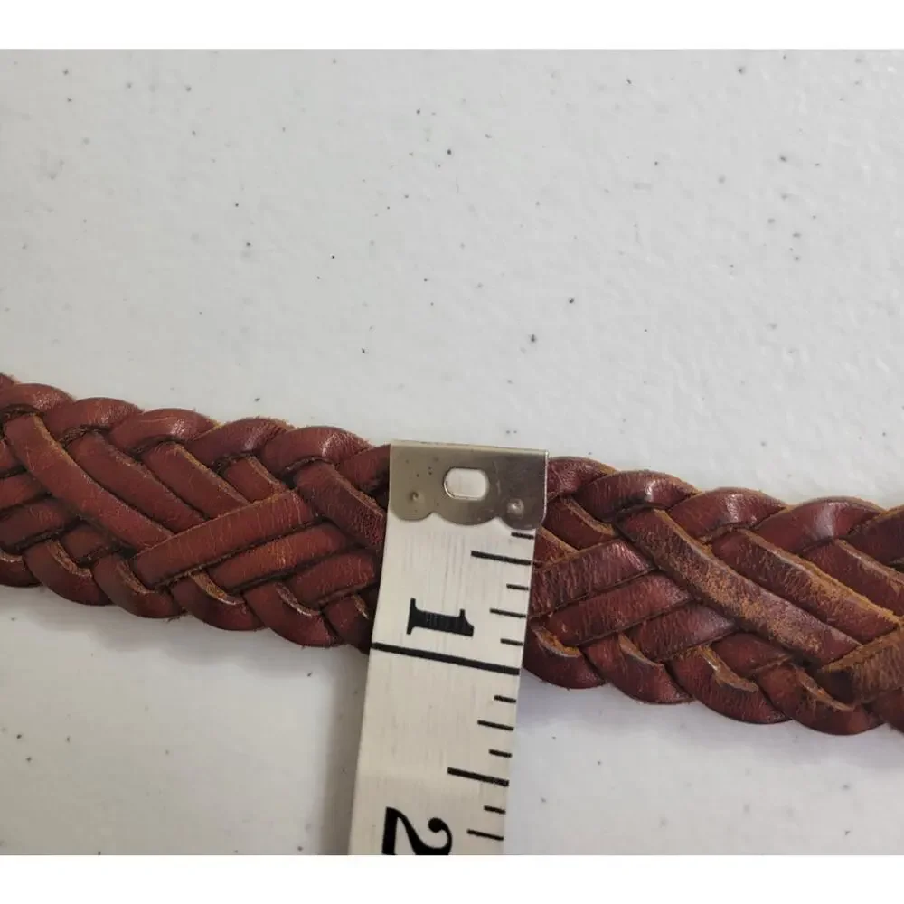 Liz Claiborne Braided Woven Belt Brown Leather Adjustable Women's‎ Size Small